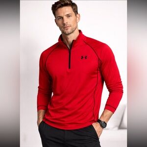 Under Armour ColdGear ¼ Zip Pullover — Red — Size S